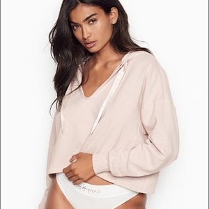 NWOT Victoria's Secret Sueded Fleece Crop Hoodie